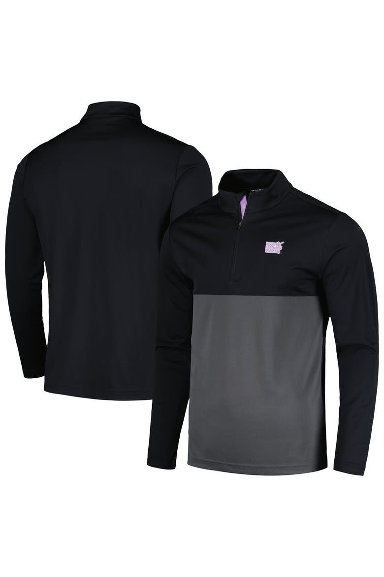 Men's Levelwear Black NHL 2023 Hockey Fights Cancer Pursue Logo Quarter-Zip Top, Main, color, Black