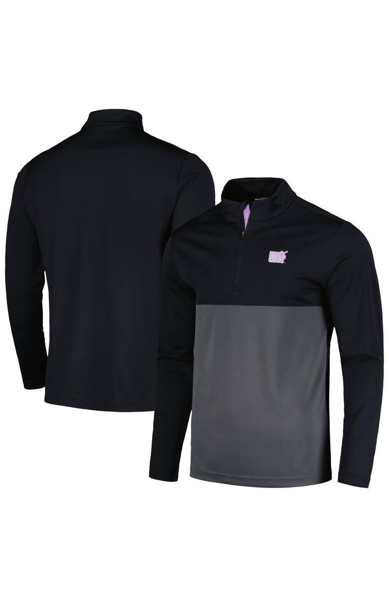 LEVELWEAR Men's Levelwear Black NHL 2023 Hockey Fights Cancer Pursue Logo Quarter-Zip Top, Main, color, Black