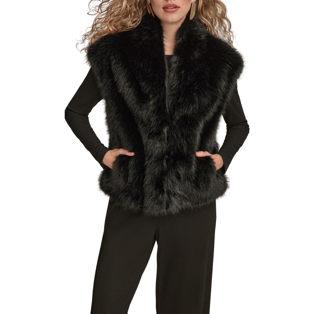 Donna Karan New York Faux Fur Vest In Multi