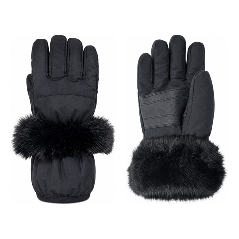 Girls' Faux Fur Cuff Insulated Ski Glove