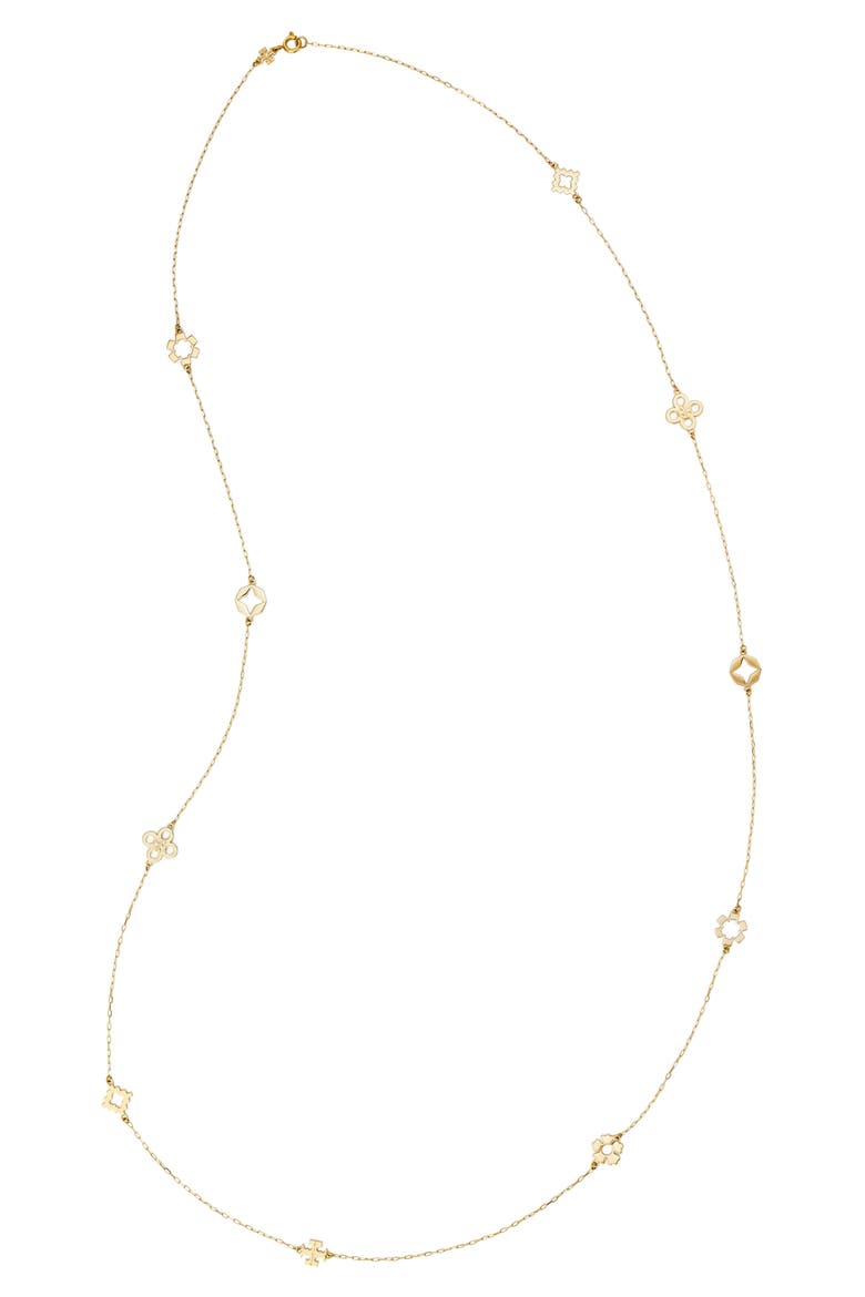 Long Forget Me Not Necklace, Main, color, TORY GOLD
