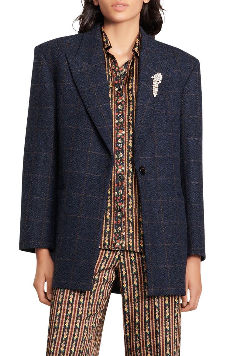 Alto Plaid Wool Blazer, Main, color, DEEP BLU