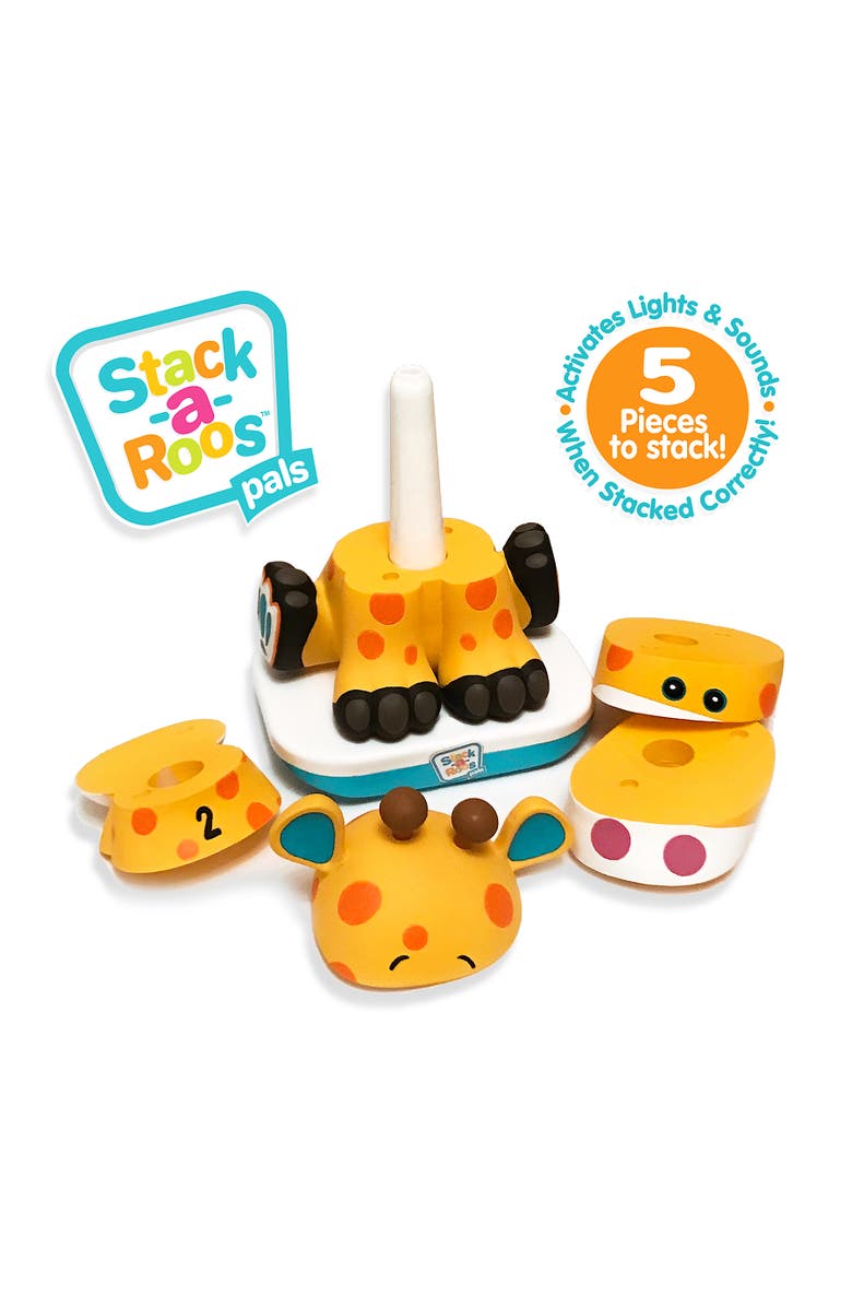 Stack-a-Roos Stackaroos Pals Baby Giraffe Lights & Sounds, 5 Piece Stacking Animal Tower, Alternate, color, Multicolored
