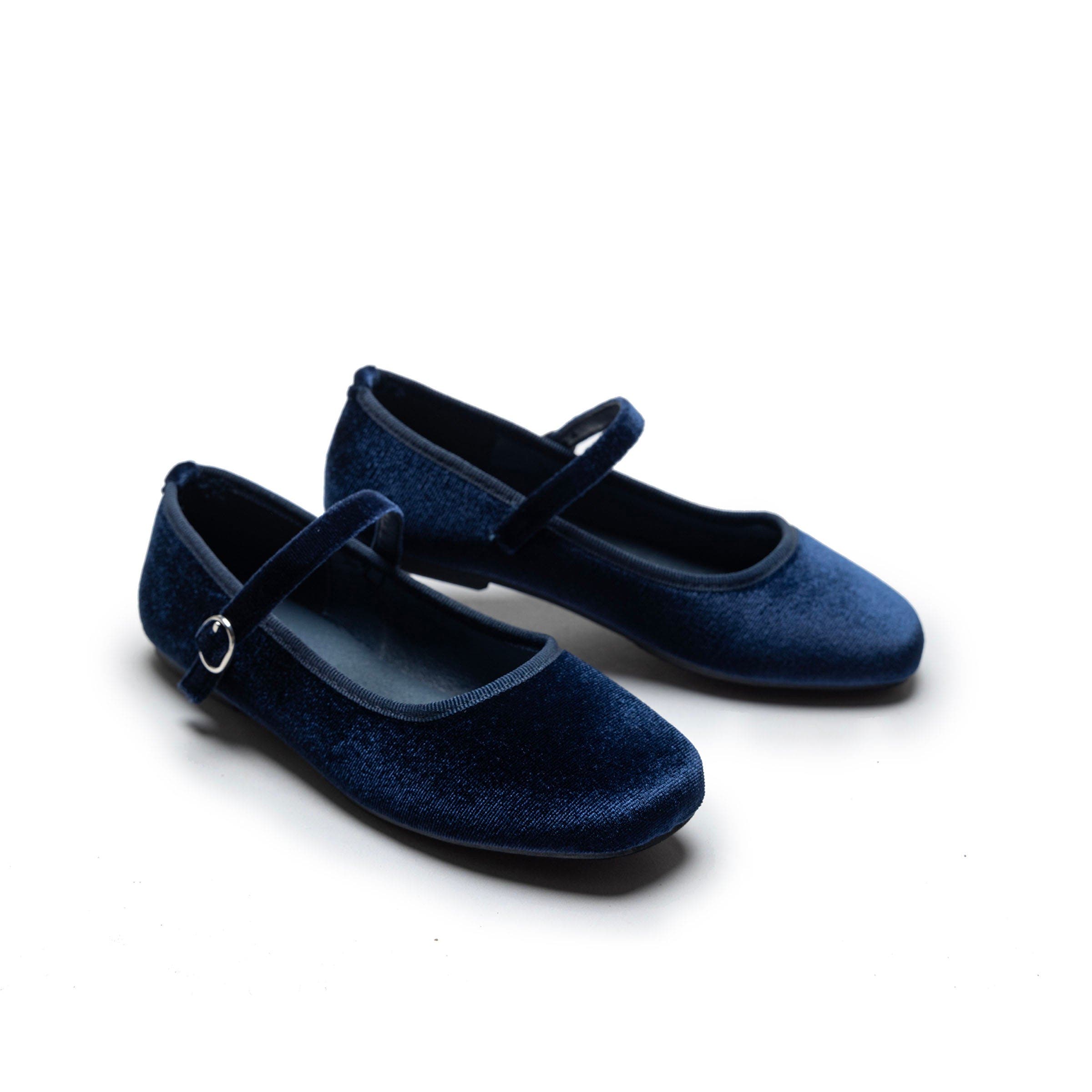 Michelle Satin Velvet Flats, Alternate, color, Navy