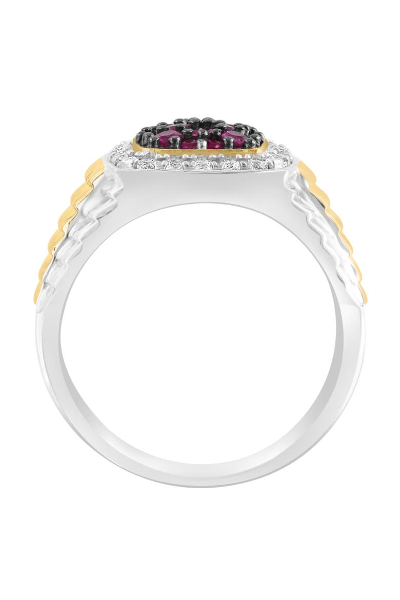 Men's Sterling Silver Ruby & White Topaz Two-Tone Ring, Alternate, color, RED