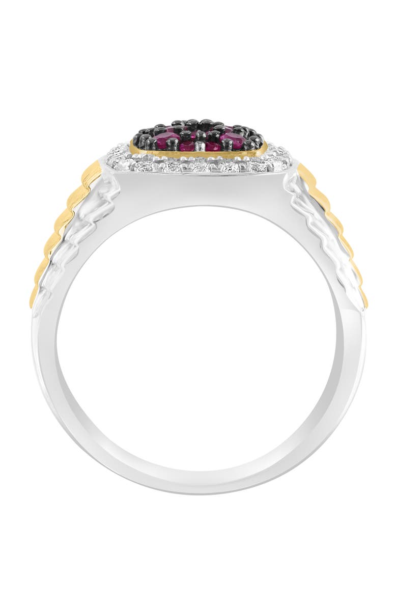 EFFY Men's Sterling Silver Ruby & White Topaz Two-Tone Ring, Alternate, color, 