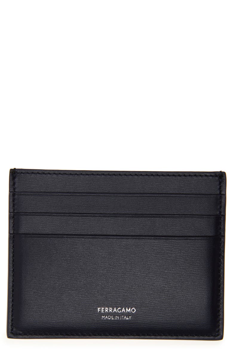 FERRAGAMO Classic Leather Card Case, Main, color, Midnight
