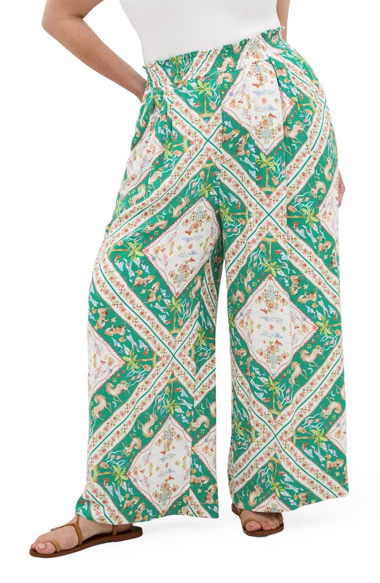 City Chic Jayla Print Pants, Main, color, Prairie Scarf