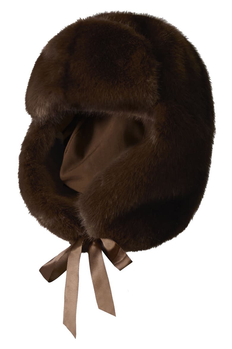 Faux Fur Trapper Hat, Main, color, ESPRESSO