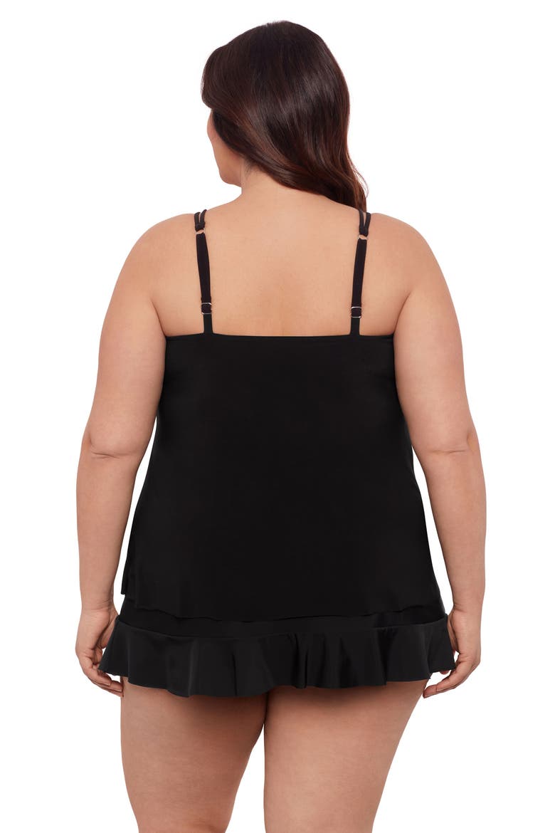 Plus Size Keyhole High Neck Full Coverage Adjustable Tankini Swimsuit Top, Alternate, color, Black