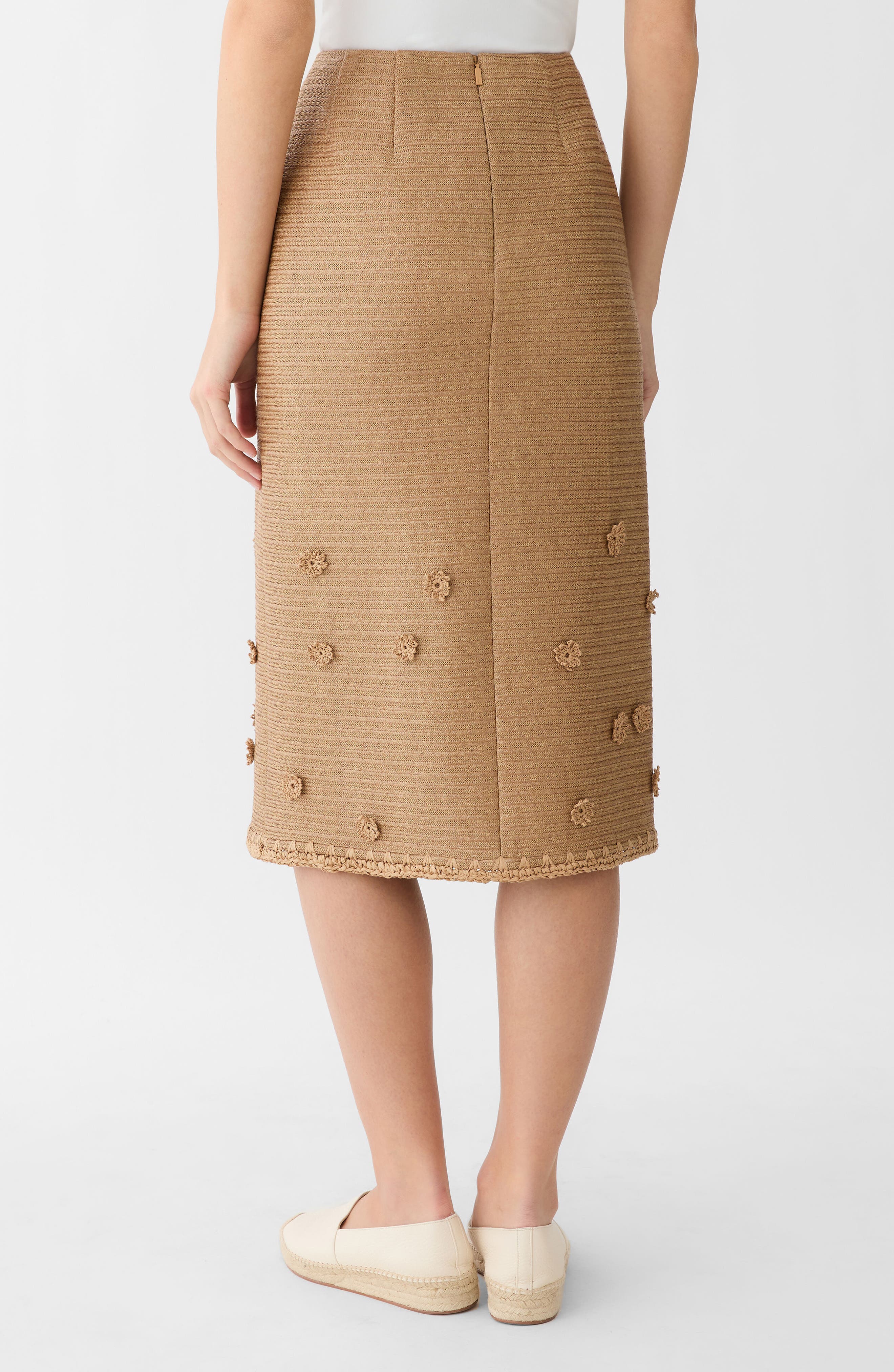 Floral Applique Raffia Effect Midi Skirt - image 2