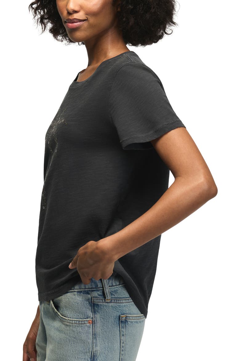 Embellished Palm Cotton T-Shirt, Alternate, color, JET BLACK