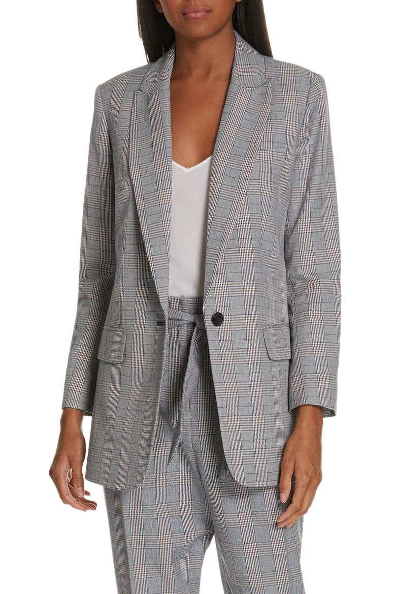 Jeanne Check Blazer, Main, color, BLUE MULTI
