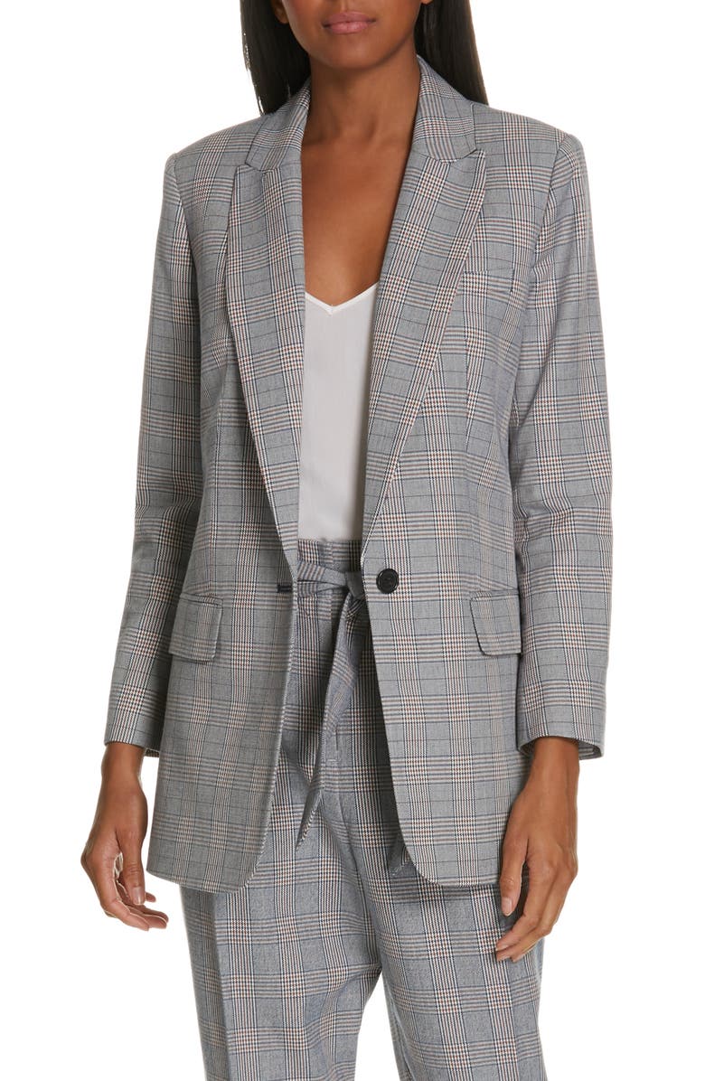Equipment Jeanne Check Blazer, Main, color, 