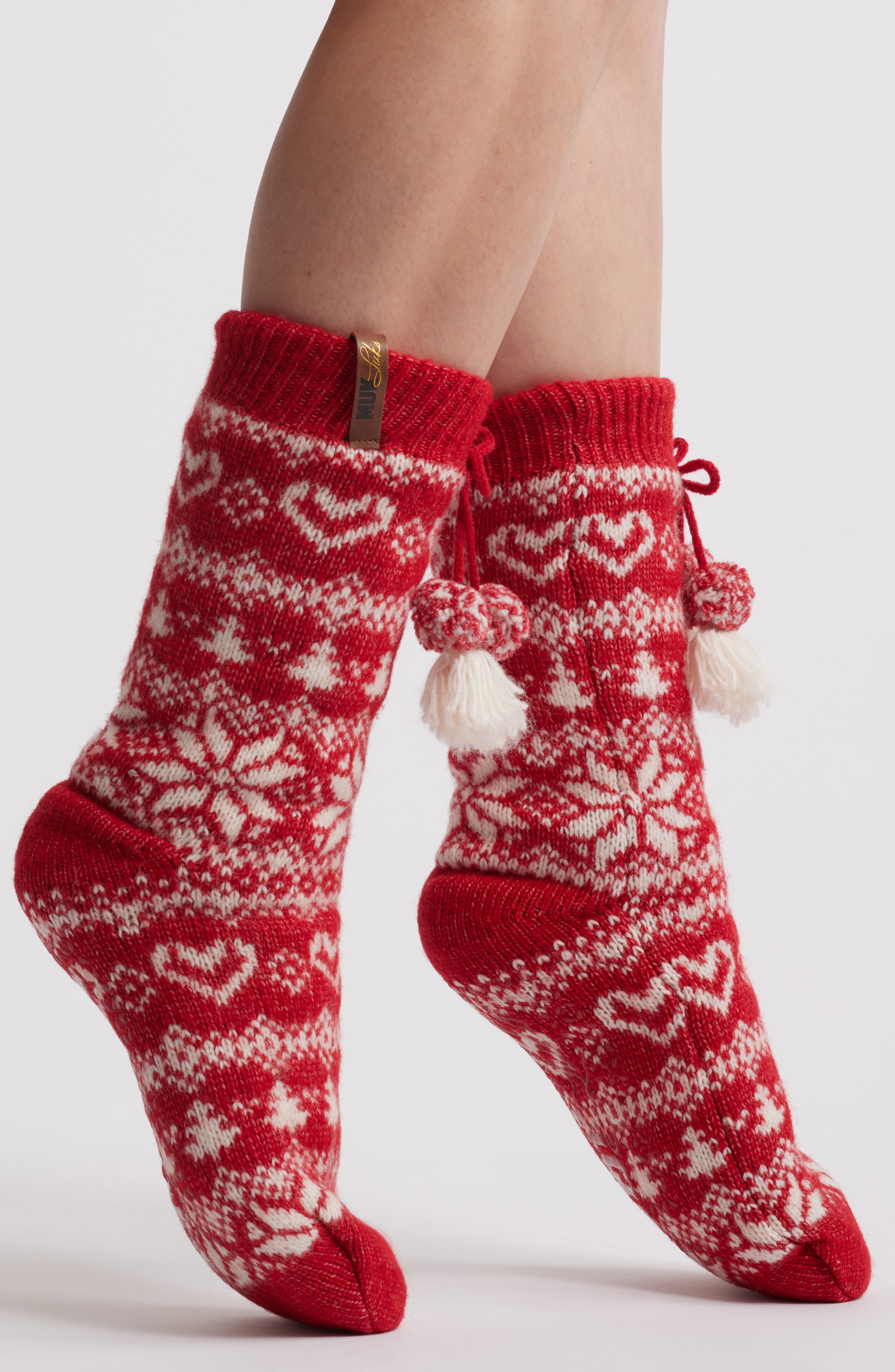 MUK LUKS Fair Isle Cottage Crew Socks in Licorice 