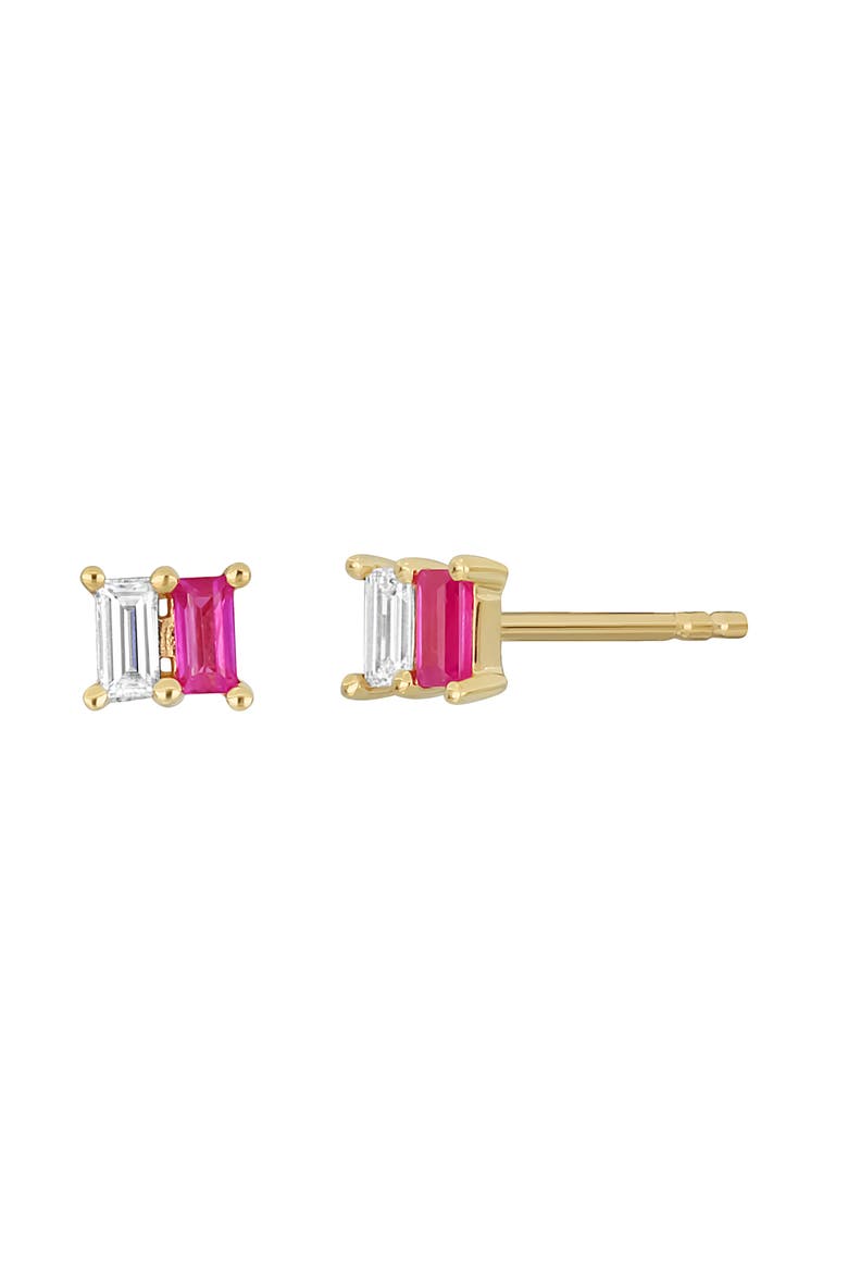 El Mar Ruby Stud Earrings, Main, color, 18K YELLOW GOLD - RUBY