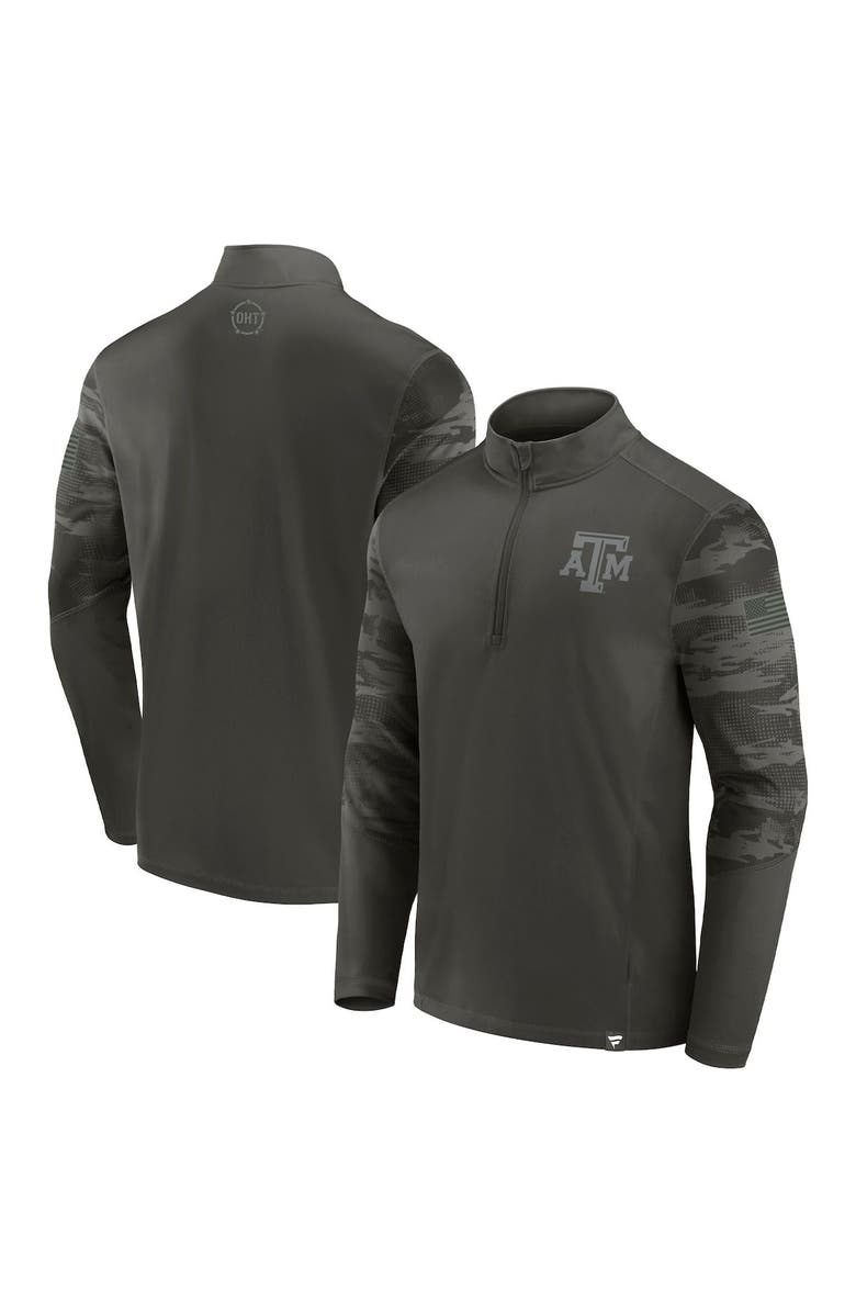 FANATICS Men's Fanatics Branded Black Texas A&M Aggies OHT Military Appreciation Guardian Quarter-Zip Top, Main, color, 