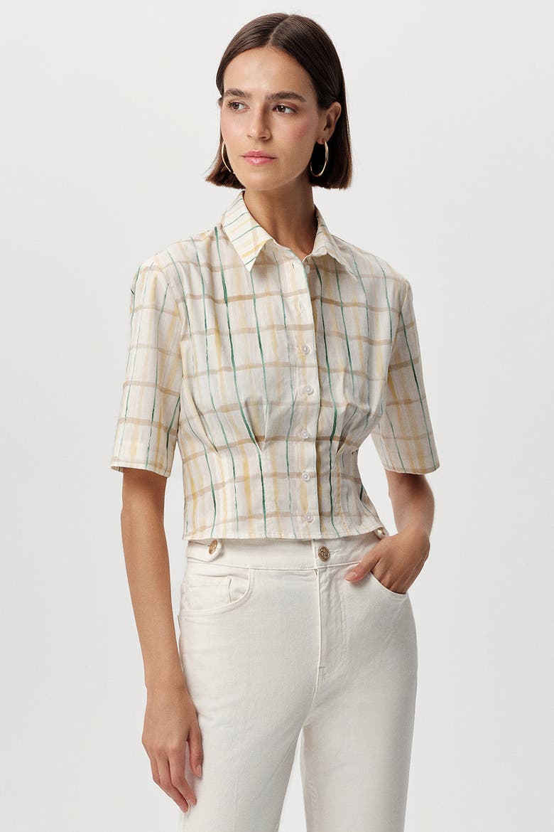 Alezae Short Sleeve Crop Shirt, Alternate, color, Multi Color