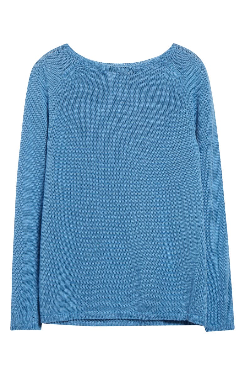 Max Mara Giolino Boat Neck Linen Sweater, Alternate, color, Light Blue
