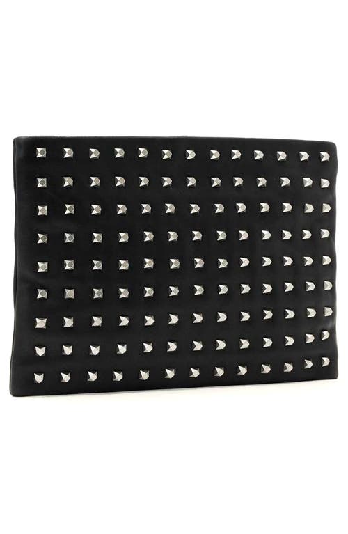 Allsaints Bettina Embellished Leather Clutch In Black