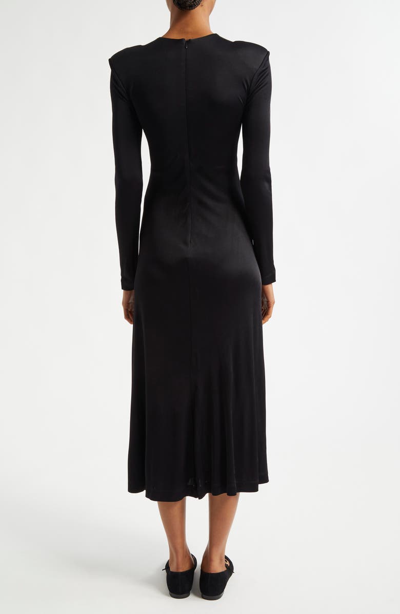 FARM Rio Black Twisted Cup Long Sleeve Midi Dress, Alternate, color, Black