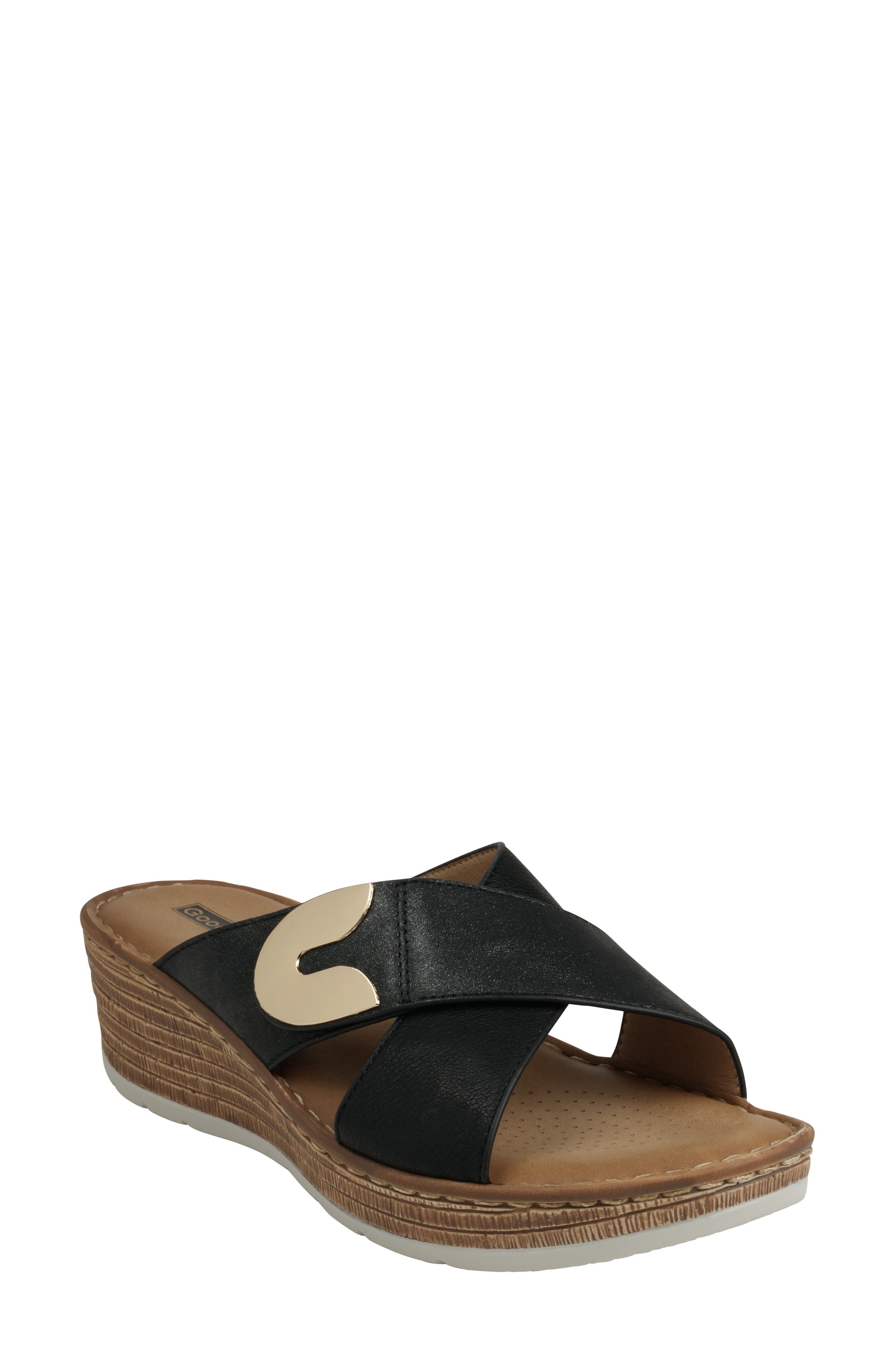 GC SHOES Demi Platform Wedge Slide Sandal, Main, color, Black