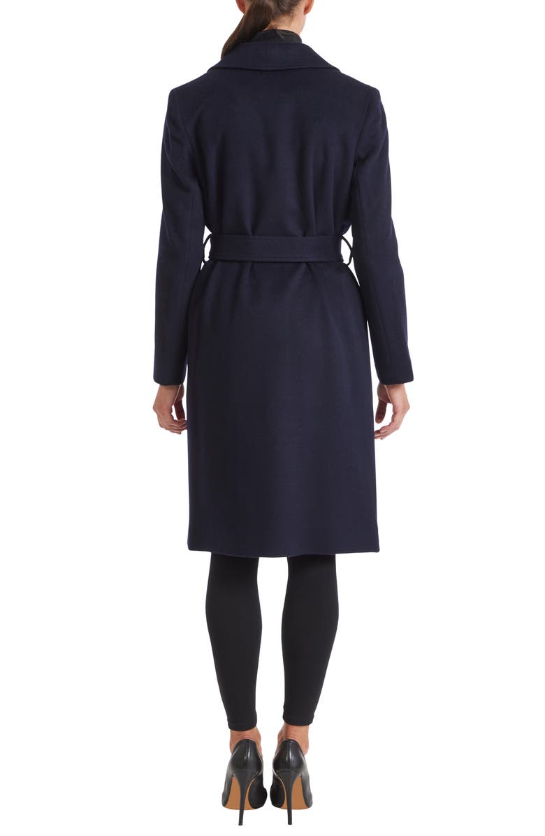 Sofia Cashmere Belted Notch Collar Wool Coat, Alternate, color, 410Nvy