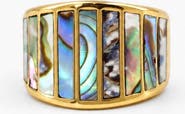 Meideya Striped Mother of Pearl Ring - Abalone