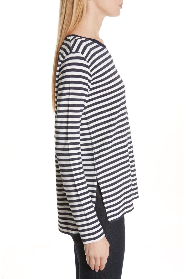 Stripe French Terry Top, Alternate, color, MILK/ MARINE