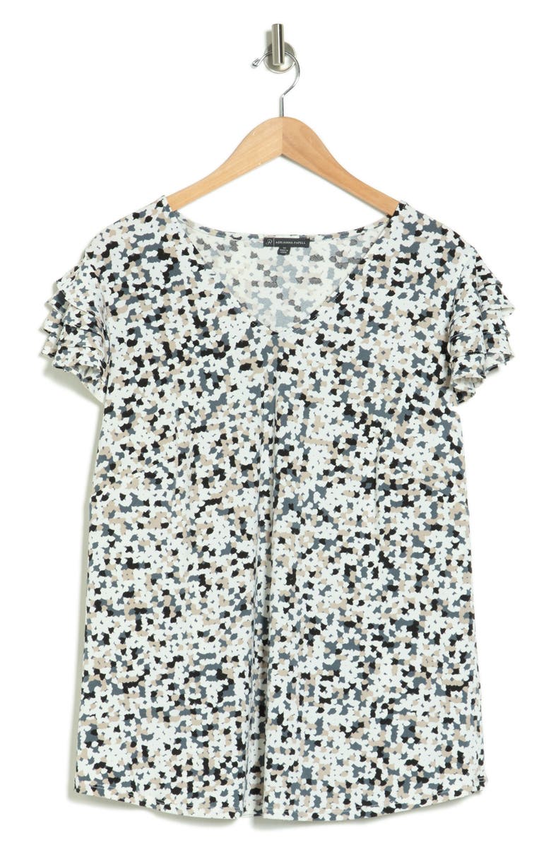 Adrianna Papell Tiered Flutter Sleeve Top, Alternate, color, 