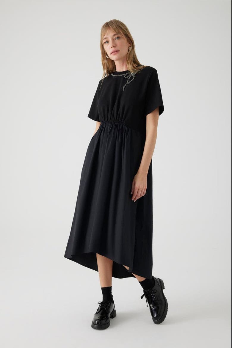 Afia Midi Dress, Main, color, BLACK