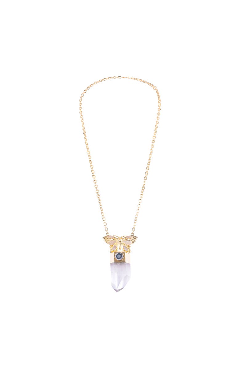 Lunaversoul Monarch Quartz Necklace, Main, color, Gold