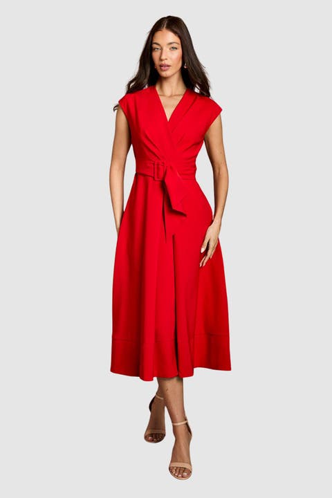 Belted Crepe Dress