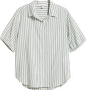 beachlunchlounge Corey Stripe Short Sleeve Cotton Blend Button-Up Shirt