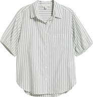 beachlunchlounge Corey Stripe Short Sleeve Cotton Blend Button-Up Shirt