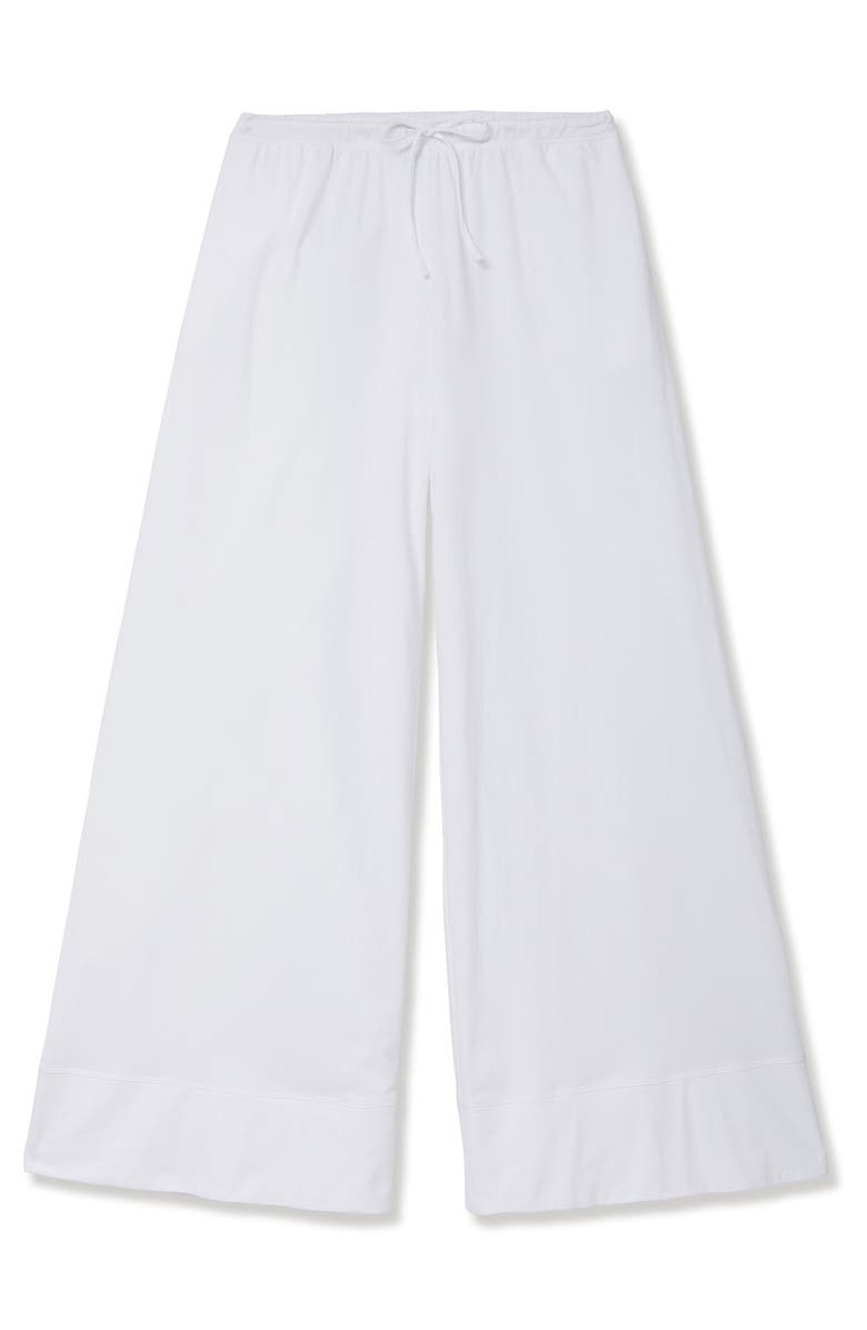 Petite Plume Pima Cotton Crop Wide Leg Pajama Pants, Alternate, color, White