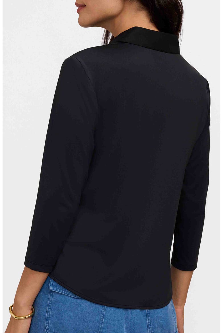 Dina Knit Three Quarter Sleeve Button-Up Shirt, Alternate, color, BLACK