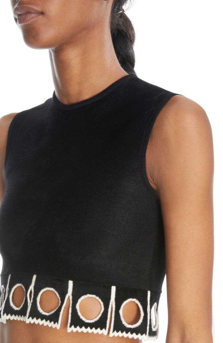 Alaïa Circle Trim Sleeveless Crop Sweater, Alternate, color, 