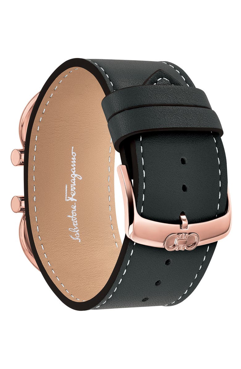 FERRAGAMO Salvatore Ferragamo Double Gancio Leather Cuff Strap Watch; 13mm x 23mm, Alternate, color, 