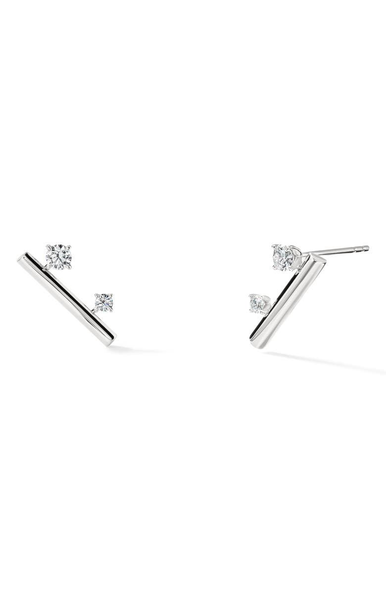 HEARTS ON FIRE Barre 18K Gold Floating Diamond Climber Earrings, 0.30ct., Main, color, White Gold/ Diamond