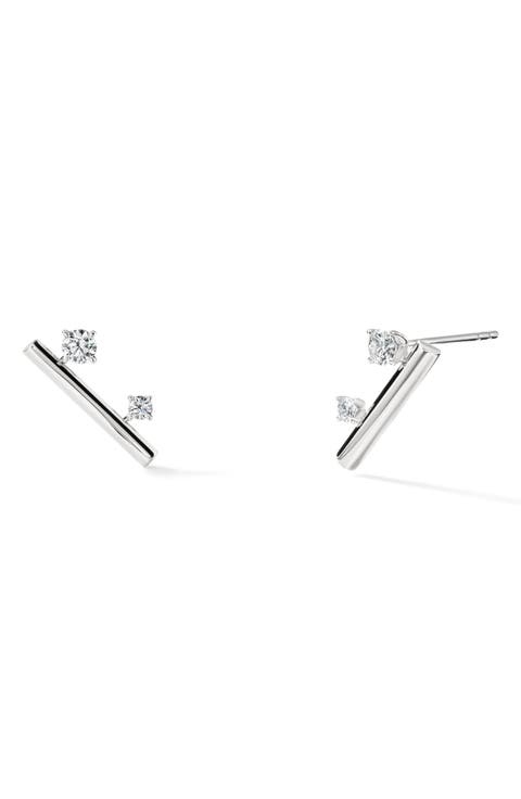 Barre 18K Gold Floating Diamond Climber Earrings, 0.30ct.