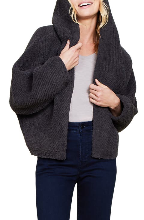 CozyChic® Hooded Chevron Rib Cardigan