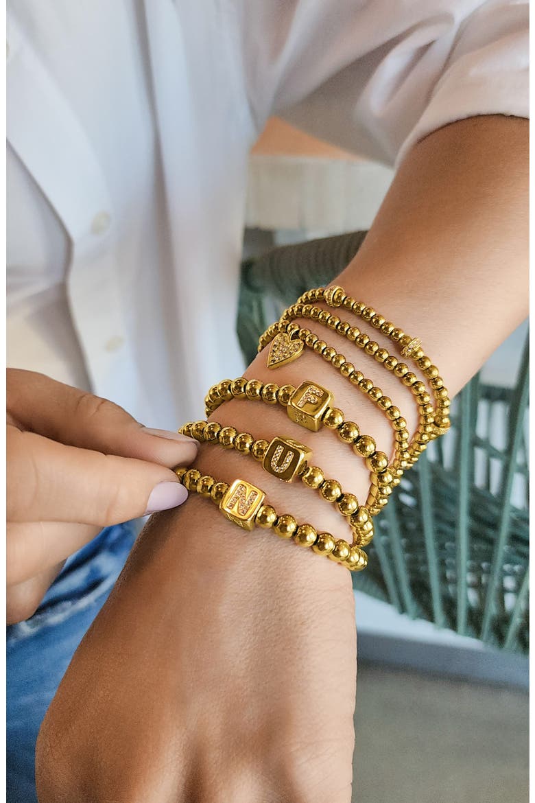 Set of 2 Gold Plated Stretch Bracelets, Alternate, color, GOLD-A