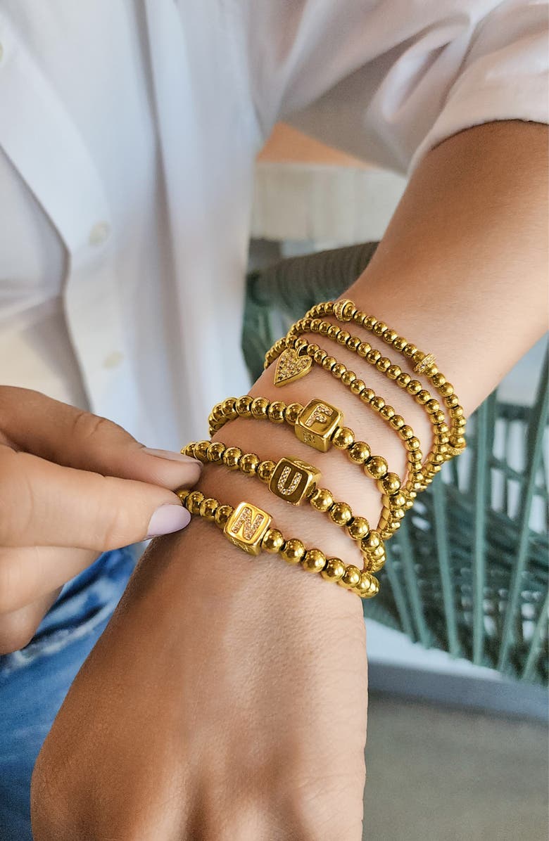 Adornia Set of 2 Gold Plated Stretch Bracelets, Alternate, color, Gold-A