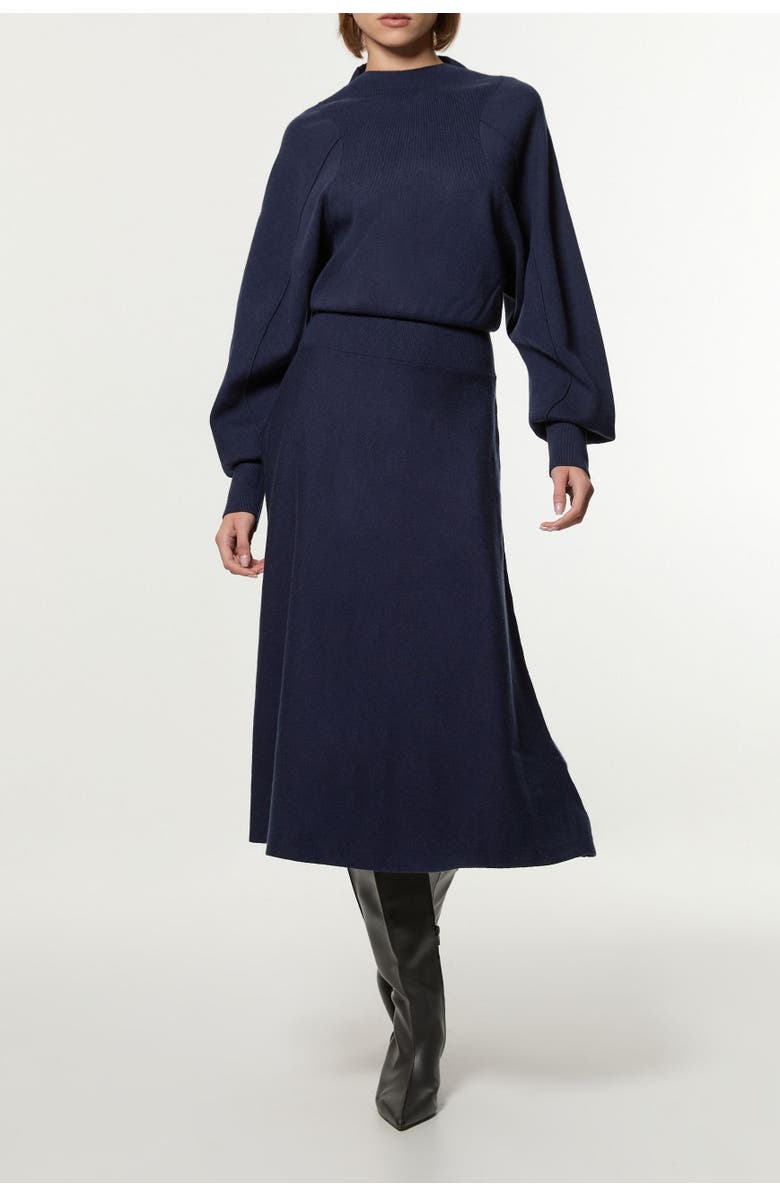 Karen Millen Wool Look Rounded Sleeve Knit Midi Dress, Alternate, color,