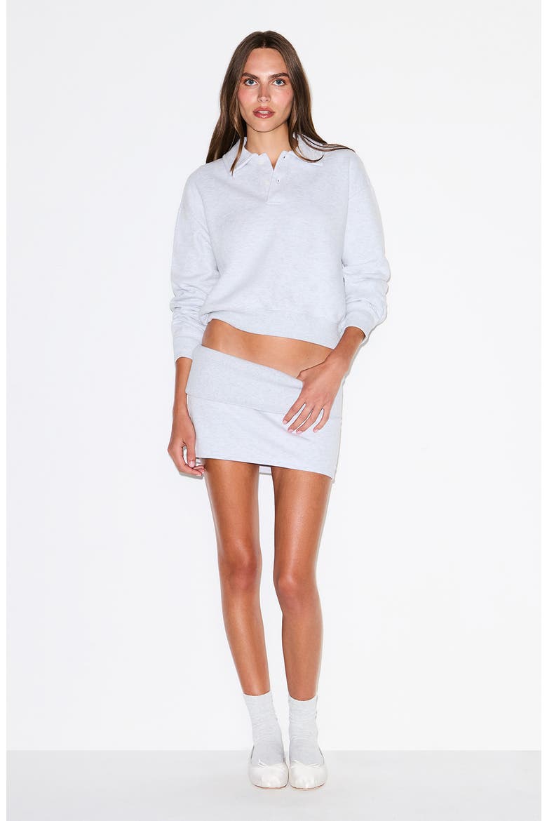 Cotton Fleece Blend Polo Sweatshirt, Alternate, color, LIGHT HEATHER GREY