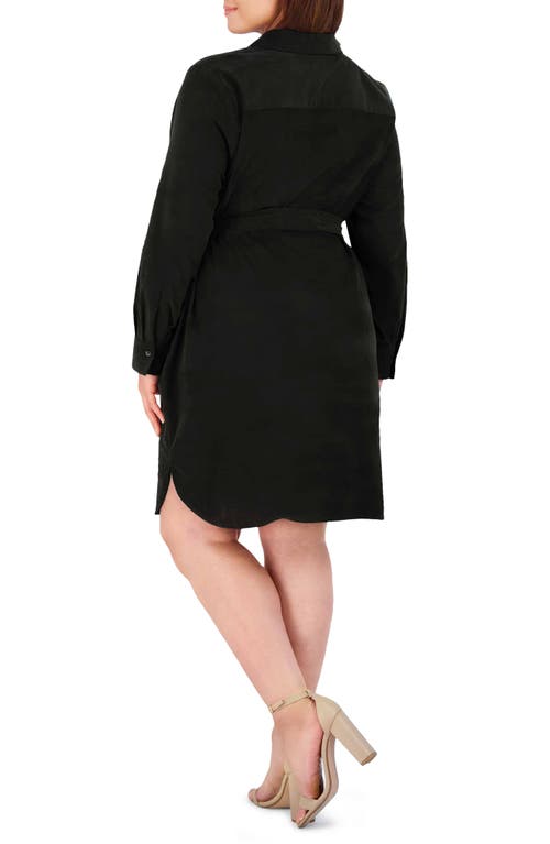 Foxcroft Rocca Long Sleeve Corduroy Shirtdress In Black