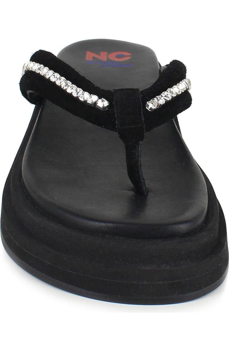 National Comfort Kayra Crystal Flip Flop, Alternate, color, Black Suede