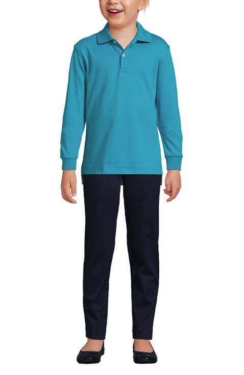 School Uniform Kids Long Sleeve Interlock Polo Shirt
