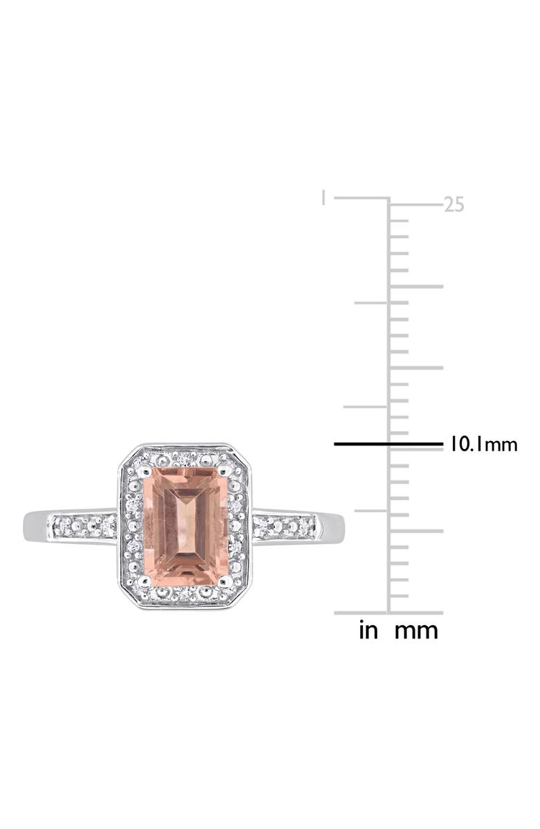 DELMAR Emerald Cut Morganite & Diamond Halo Ring, Alternate, color, Pink